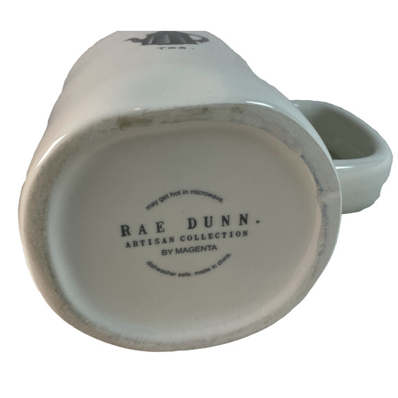Rae Dunn Ivory Tea Ceramic Mug Artisan Collection Black Teapot Graphic 16 oz - Picture 5 of 10